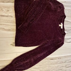 Michael Kors chenille red sweater with puff sleeve